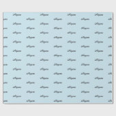 Elegante Lichtblauwe aangepaste scriptnaam Verjaar Cadeaupapier (Vlak)