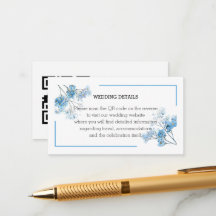 Elegante Lichtblauwe Aquarel Bloemachtige Trouw-QR