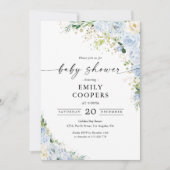 Elegante lichtblauwe babyshower uitnodiging (Voorkant)