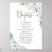 Elegante lichtblauwe babyshowerposter poster (Voorkant)