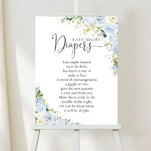 Elegante lichtblauwe babyshowerposter poster