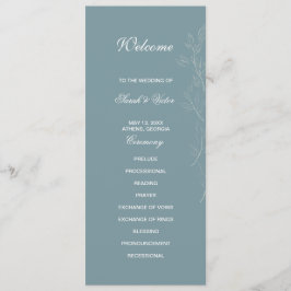 Elegante lichtblauwe blad dubbele zijprogrammakaar programmakaart