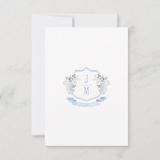 Elegante lichtblauwe bloemen Boheemse bruiloft Men RSVP Kaartje (Achterkant)