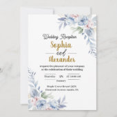 Elegante lichtblauwe bloemen bruiloft uitnodiging  (Voorkant)