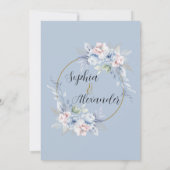 Elegante lichtblauwe bloemen bruiloft uitnodiging  (Achterkant)