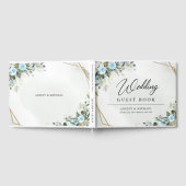 Elegante Lichtblauwe bloemen eucalyptus gouden bru Gastenboek (Volledig)