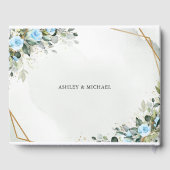 Elegante Lichtblauwe bloemen eucalyptus gouden bru Gastenboek (Achterkant)