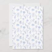 Elegante lichtblauwe bloemenbruids Douche Uitnodig Kaart (Achterkant)