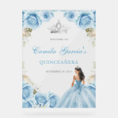 Elegante lichtblauwe bloemige Quinceañera welkom Acryl Bord (Voorkant)