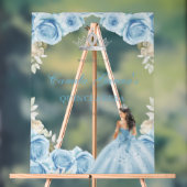 Elegante lichtblauwe bloemige Quinceañera welkom Acryl Bord (Neutraal)