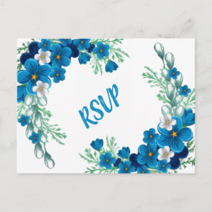 Elegante lichtblauwe bloemkaart voor RSVP Briefkaart