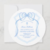 Elegante lichtblauwe boogkam doop kaart (Voorkant)