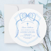 Elegante lichtblauwe boogkam doop kaart