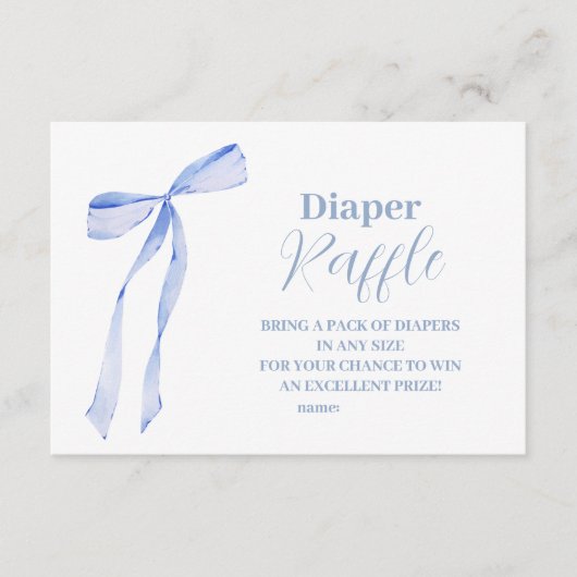 Elegante Lichtblauwe Bow Raffle Diapper Informatiekaartje (Voorkant)