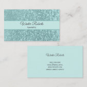 Elegante lichtblauwe glitter visitekaartje (Voorkant / Achterkant)