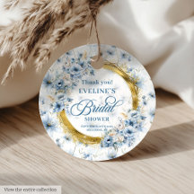 Elegante Lichtblauwe Gouden Glitter Bloemen Bruids