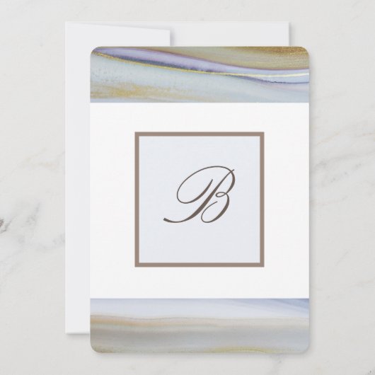 Elegante lichtblauwe gouden moderne strand bruilof kaart (Achterkant)