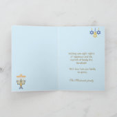 Elegante Lichtblauwe Hanukkah  Kaart (Binnen)