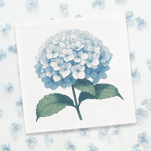 Elegante lichtblauwe hortensia bloemencocktail servet