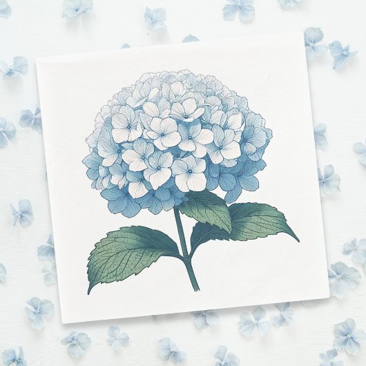 Elegante Lichtblauwe Hydrangea Bloemcocktail Servet