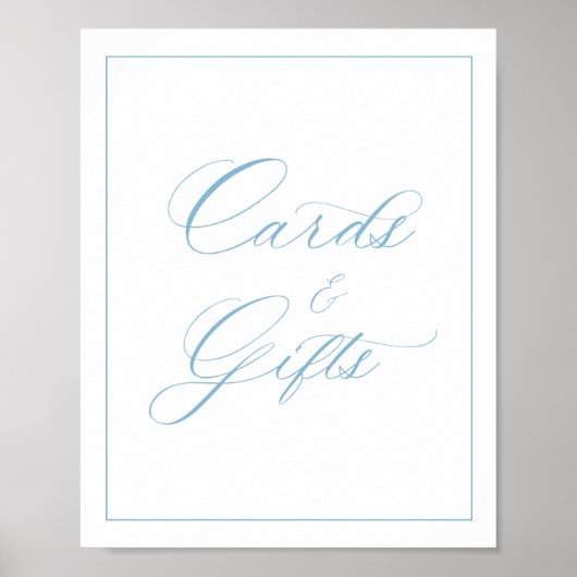 Elegante lichtblauwe Kaarten en geschenken Poster (Voorkant)