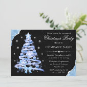 Elegante lichtblauwe lint boom kerstfeest kaart (Staand voorkant)