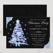 Elegante lichtblauwe lint boom kerstfeest kaart (Voorkant / Achterkant)