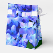 Elegante lichtblauwe magenta paarse bloemen horten bedankdoosjes (Achterkant)