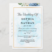 Elegante Lichtblauwe Marmeren Bruiloft Uitnodiging (Voorkant / Achterkant)