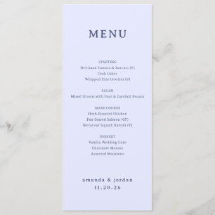 Elegante Lichtblauwe Minimalistische Menu