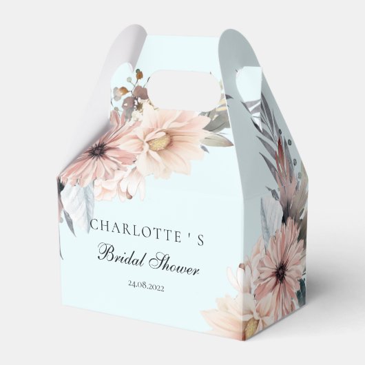 Elegante, lichtblauwe & pastel boho bruidsfeest  bedankdoosjes (Voorkant Zijde)