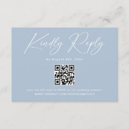 Elegante lichtblauwe QR-code trouw-RSVP Informatiekaartje