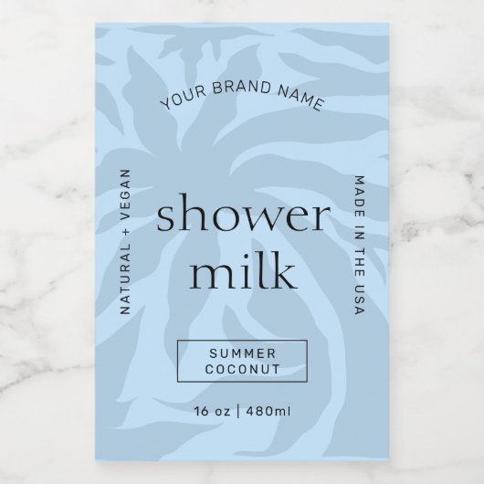 Elegante lichtblauwe shampoo fles waterdicht etike voedselcontainer etiket (Enkel label)