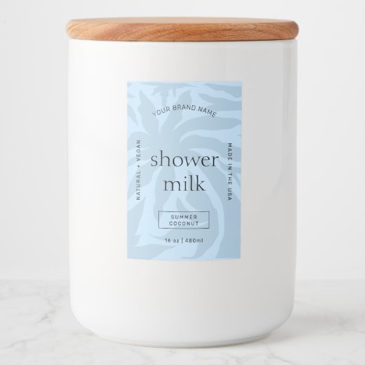 Elegante lichtblauwe shampoo fles waterdicht etike voedselcontainer etiket (Voorkant)