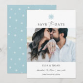 Elegante Lichtblauwe Sneeuwvlok foto bruiloft Save The Date (Voorkant / Achterkant)