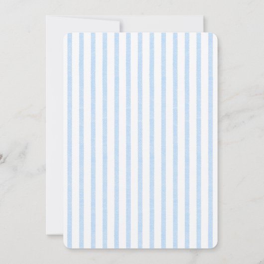 Elegante lichtblauwe strijkstok is een jongensfees kaart (Achterkant)