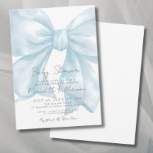 Elegante lichtblauwe strik baby shower