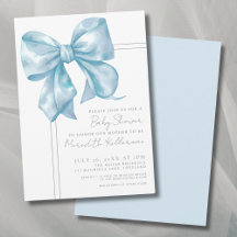 Elegante lichtblauwe strik baby shower