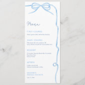 Elegante lichtblauwe strik bruidsdouchefeest menu (Voorkant)