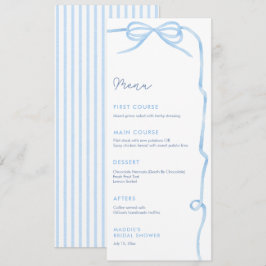 Elegante lichtblauwe strik bruidsdouchefeest  menu