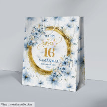 Elegante Lichtblauwe Sweet Sixteen Gold Glitter Ba