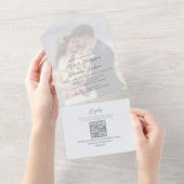 Elegante lichtblauwe trouwfoto all in one uitnodiging (Afscheurbaar)