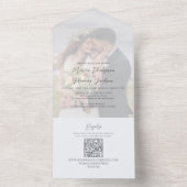 Elegante lichtblauwe trouwfoto all in one uitnodiging (Binnen)