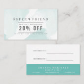 Elegante lichtblauwe Waterverf Salon Referral Visitekaartje (Voorkant / Achterkant)