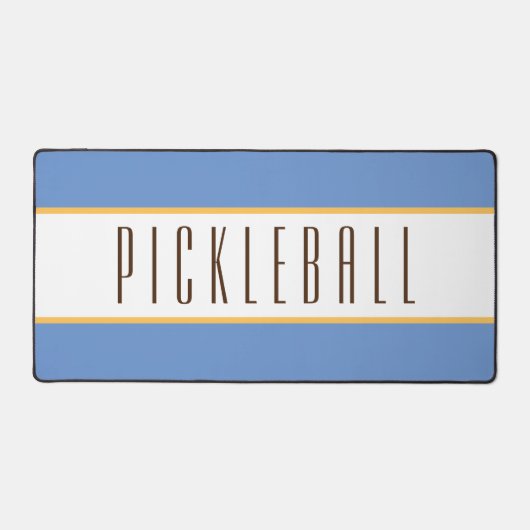 Elegante lichtblauwe witte strepen PICKLEBALL teks Bureaumat (Voorkant)
