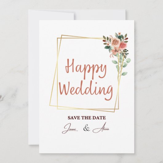 Elegante lichtbruine foto collage bruiloft uitnodi kaart (Voorkant)