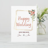 Elegante lichtbruine foto collage bruiloft uitnodi kaart (Staand voorkant)