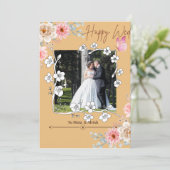 Elegante lichtbruine foto collage bruiloft uitnodi kaart (Staand voorkant)