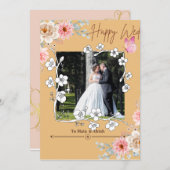 Elegante lichtbruine foto collage bruiloft uitnodi kaart (Voorkant / Achterkant)