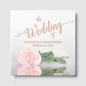 Elegante lichte blush roze roos grote bruiloft gastenboek (Voorkant)